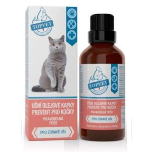 Ušní kapky Prevent pro kočky TOPVET 50ml