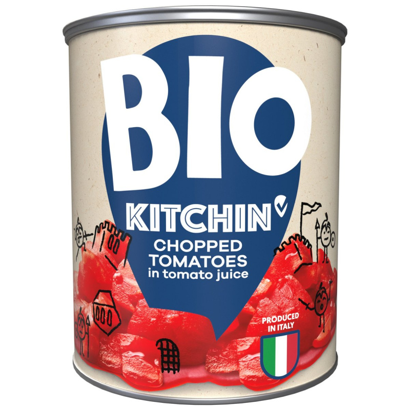 Kitchin BIO Krájená loupaná rajčata v rajčatové šťávě