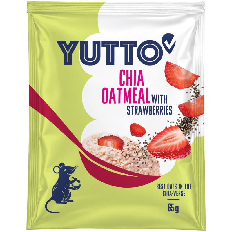 Yutto Ovesná kaše s chia semínky a jahodami