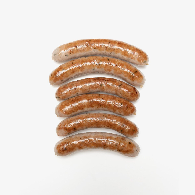 420 Králičí salsiccia s uzeným špekem, kerblíkem a pečenou šalotkou