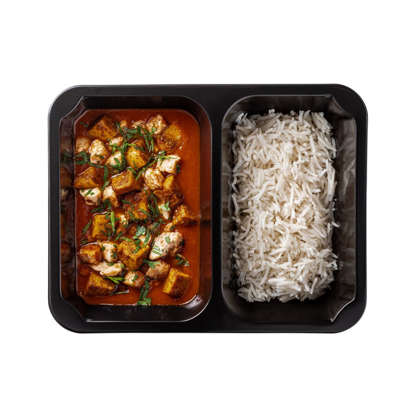 FitKitchen Asijská rajčatová omáčka s kuřecím masem, tofu a rýží