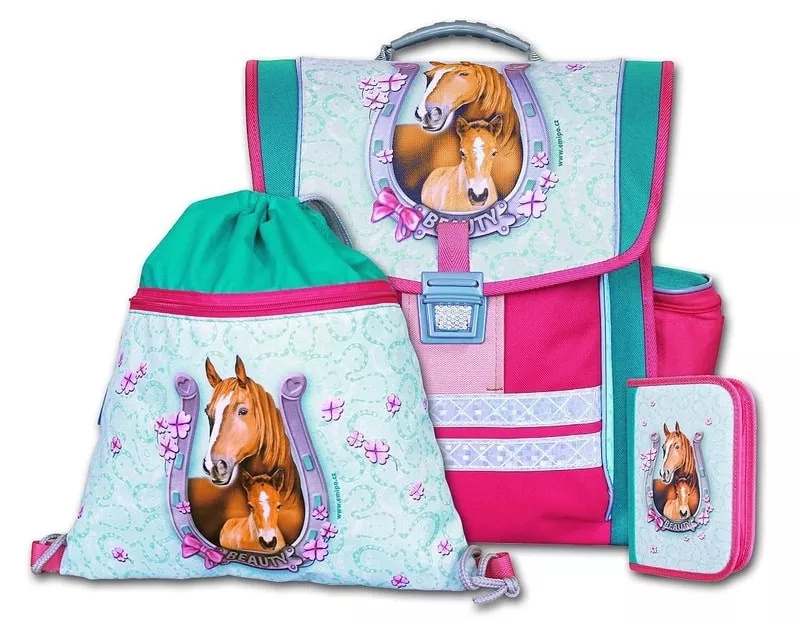 Školní aktovkový set Emipo Beauty 3-dílný (aktovka, penál, sáček)