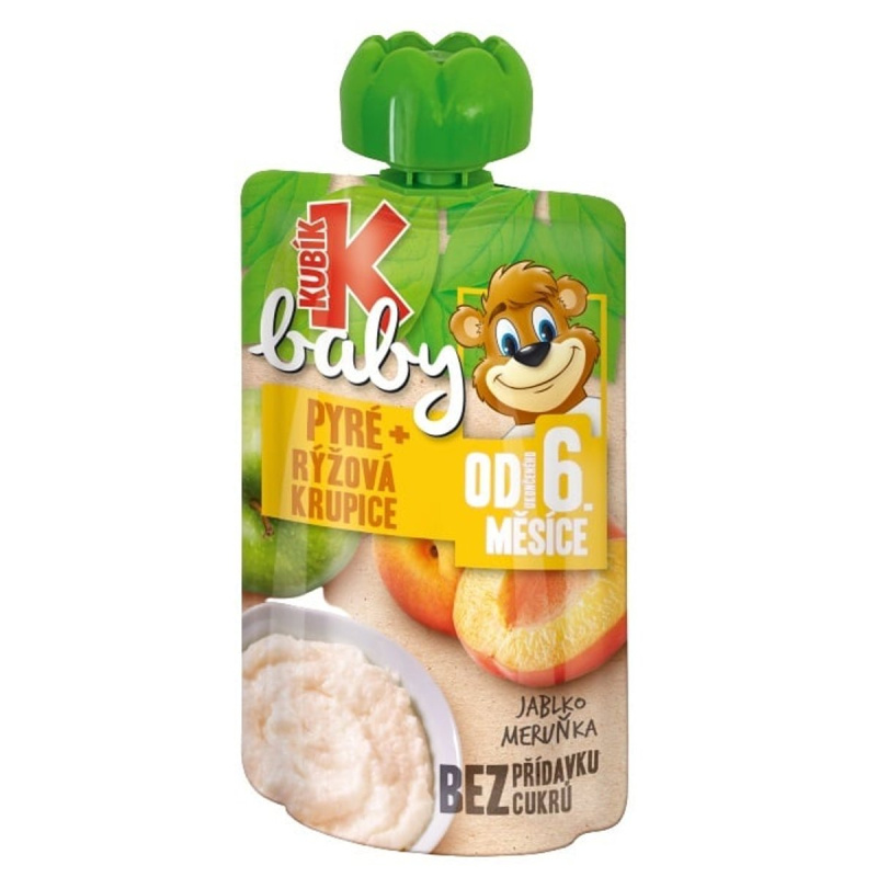 Kubík baby Kapsička rýžová krupice, jablko a meruňka