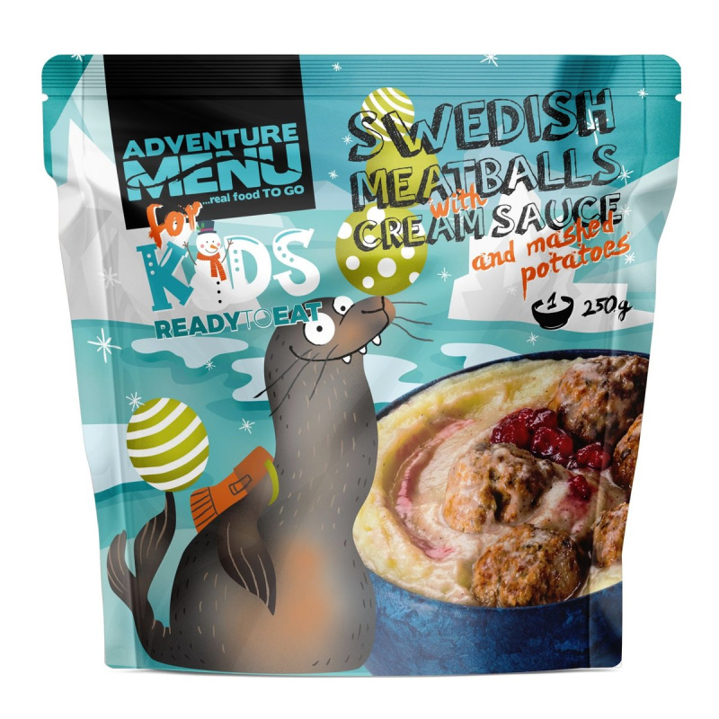 Adventure Menu Kids Švédské masové kuličky s krémovou omáčkou a bramborovou kaší
