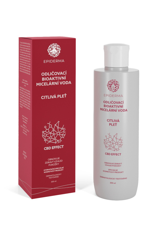 Epiderma CBD Bioaktivní micelární odličovací voda, 300 ml