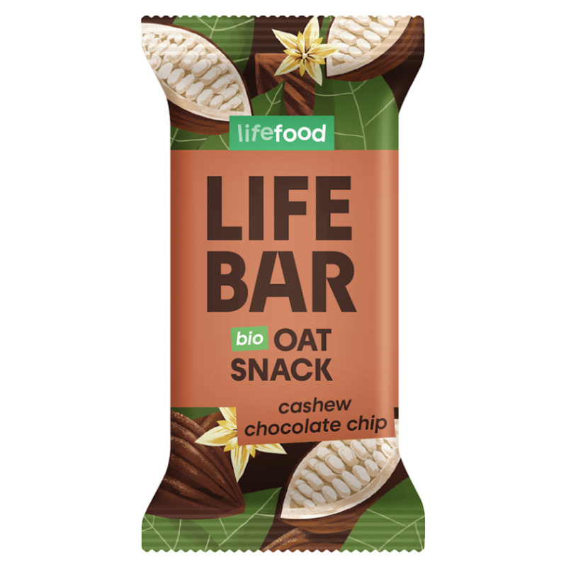 Lifefood Lifebar Oat Snack s kousky čokolády a kešu BIO 40g