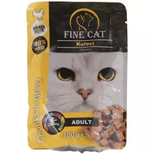 Fine Cat kapsička Grain-Free Adult kuřecí v omáčce 100g