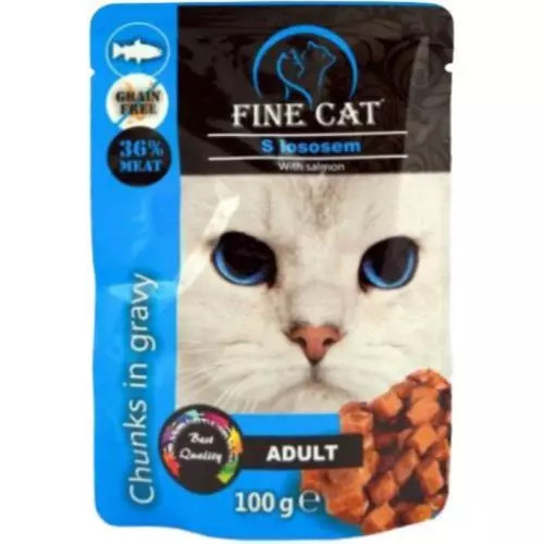 Fine Cat kapsička Grain-Free Adult losos v omáčce 100g