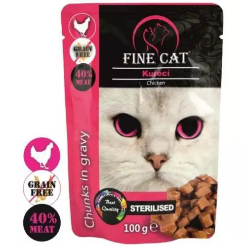 Fine Cat kapsička Grain-Free Sterilised kuřecí v omáčce 100g