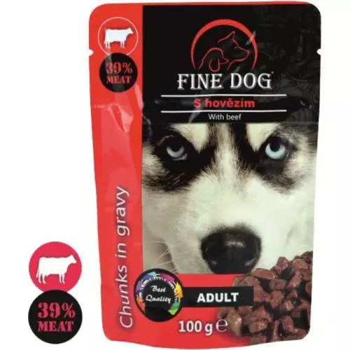 Fine Dog kapsička Adult hovězí v omáčce 100g