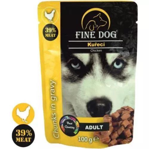 Fine Dog kapsička Adult kuřecí v omáčce 100g
