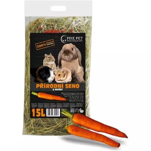 FinePet přírodní seno 15l s mrkví 500g