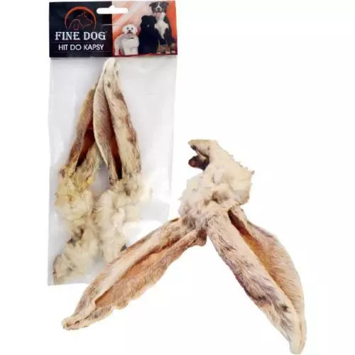 FineDog pamlsky 2ks ucho králičí sušené se srstí 20g