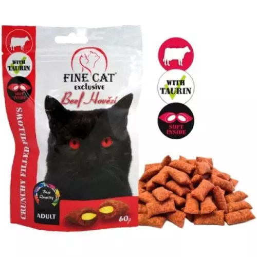 Fine Cat Exclusive Plněné polštářky pro kočky HOVĚZÍ 60g