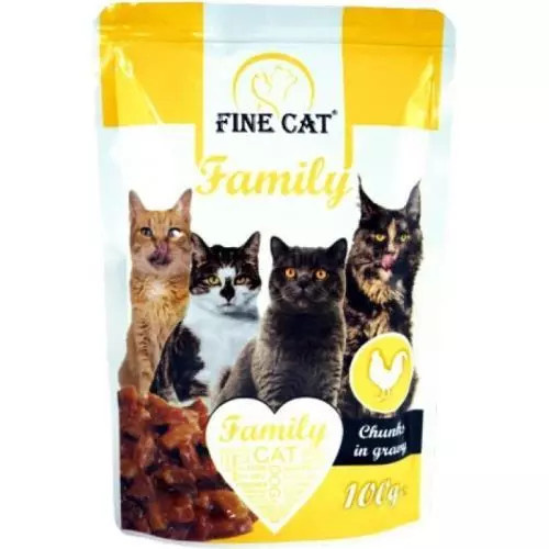 Fine Cat FINE CAT Family kapsičky pro kočky s DRŮBEŽÍM v omáčce 100g
