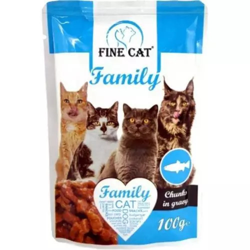 Fine Cat FINE CAT Family kapsičky pro kočky s RYBOU v omáčce 100g