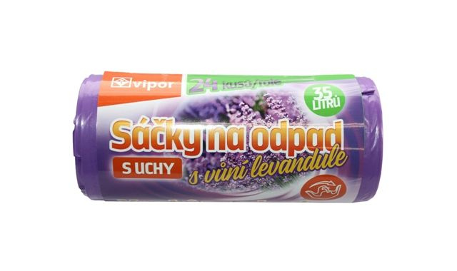 Sáčky na odpad LDPE 35 l - fialové s vůni levandule (24 ks) - s uchy