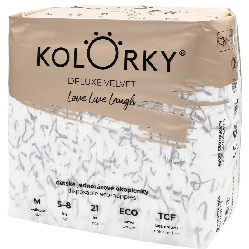 Kolorky EKO Jednorázové plenky se sametovým povrchem deluxe velvet M (5–8 kg) 21 ks