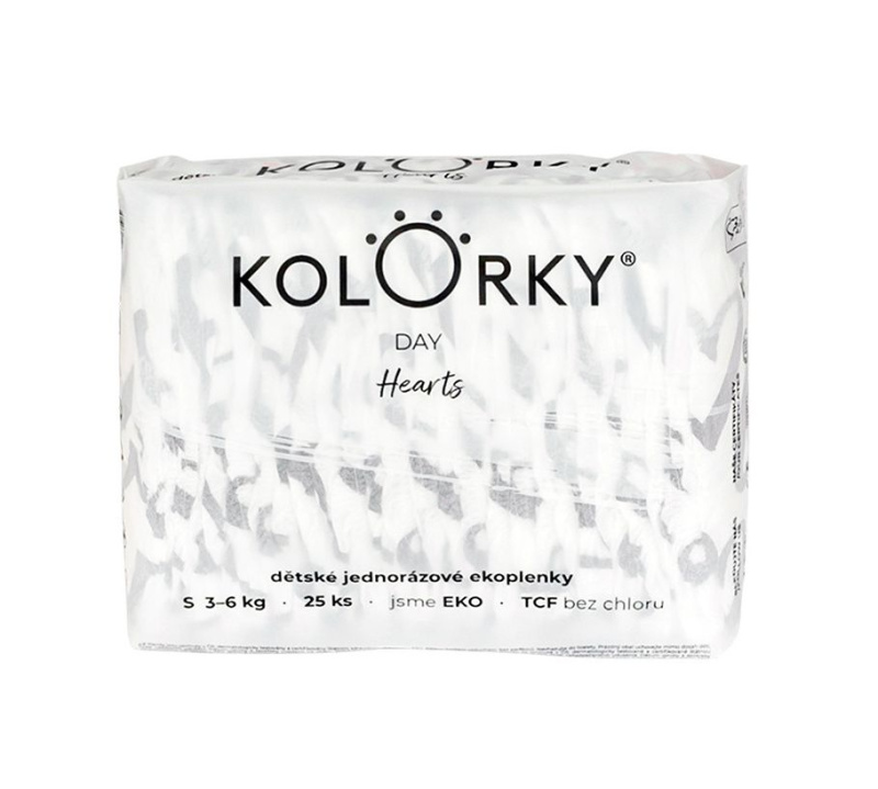 Kolorky Day Hearts jednorázové EKO pleny velikost S 3-6 Kg 25 ks