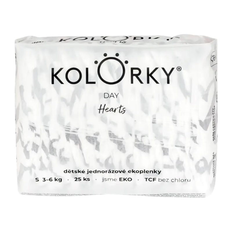 Kolorky Day Hearts jednorázové EKO pleny velikost S 3-6 Kg 25 ks