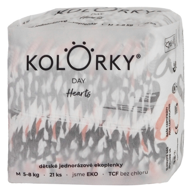 Kolorky Day Hearts jednorázové EKO pleny velikost M 5-8 Kg 21 ks