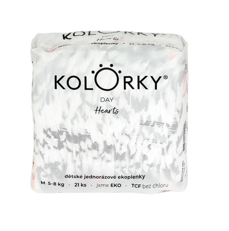 Kolorky Day Hearts jednorázové EKO pleny velikost M 5-8 Kg 21 ks