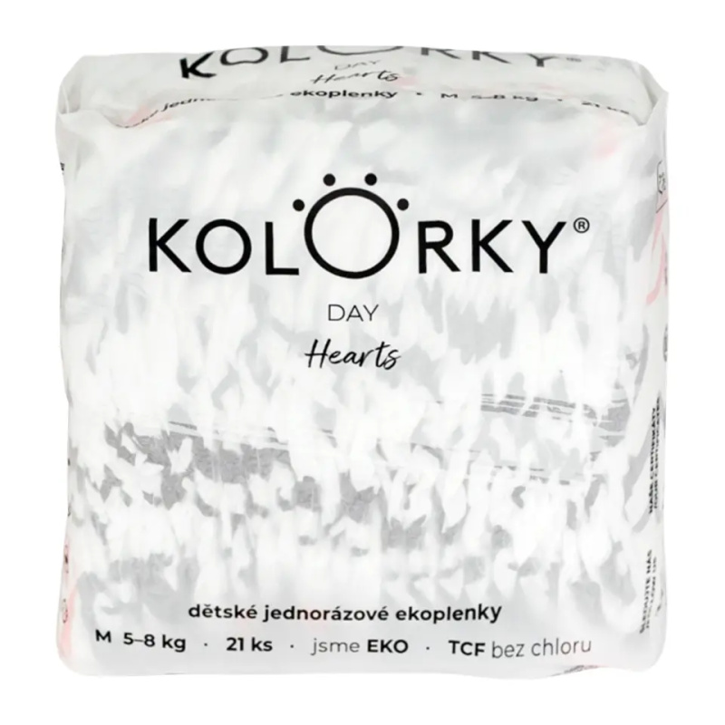 Kolorky Day Hearts jednorázové EKO pleny velikost M 5-8 Kg 21 ks