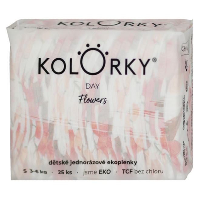 Kolorky Day Flowers jednorázové EKO pleny velikost S 3-6 Kg 25 ks