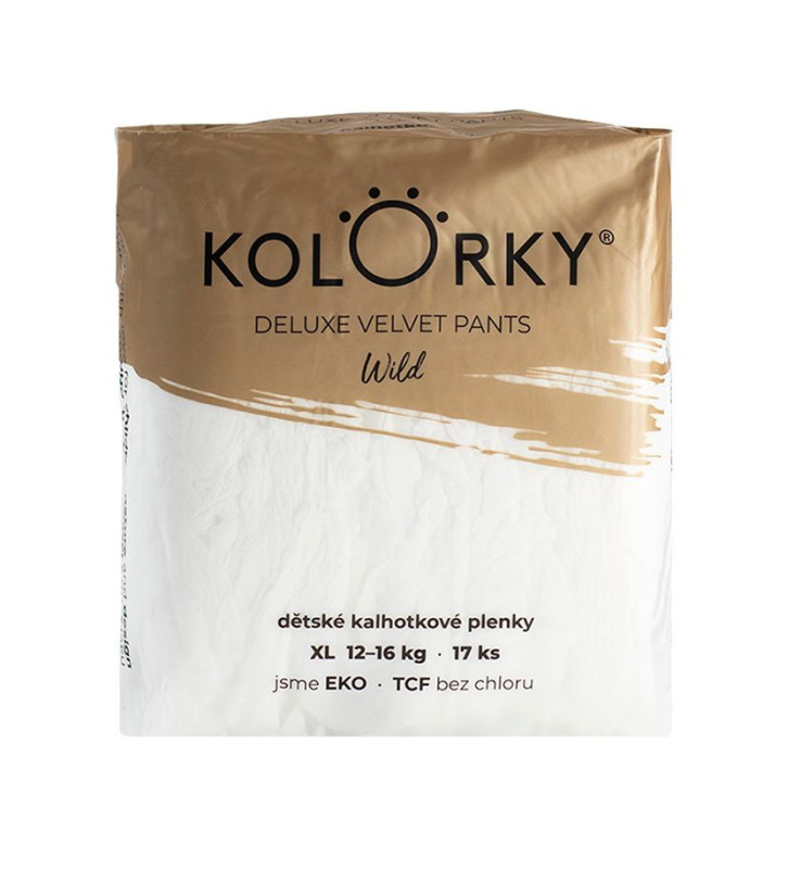 Kolorky Deluxe Velvet Pants Wild jednorázové plenkové kalhotky velikost XL 12-16 Kg 17 ks