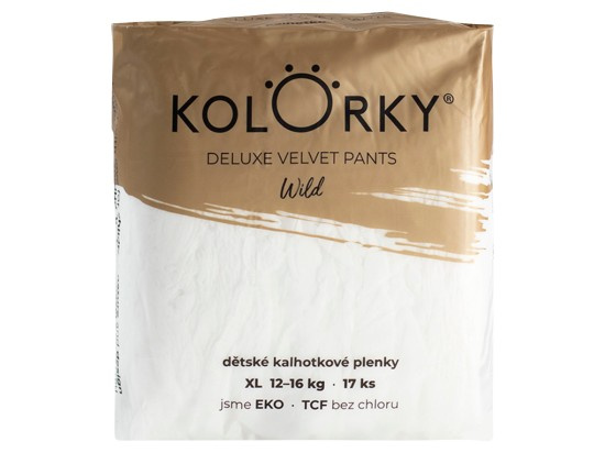 Kolorky Deluxe Velvet Pants Wild jednorázové plenkové kalhotky velikost XL 12-16 Kg 17 ks