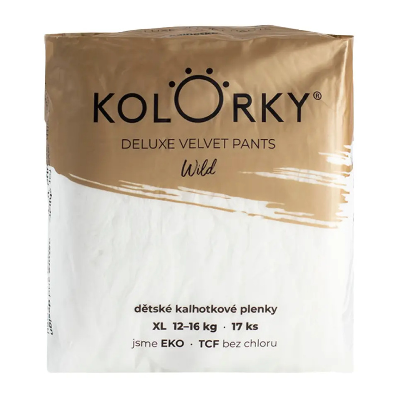 Kolorky Deluxe Velvet Pants Wild jednorázové plenkové kalhotky velikost XL 12-16 Kg 17 ks