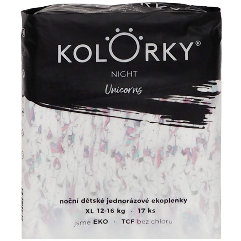Kolorky EKO Noční jednorázové plenky night XL jednorožci (12–16 kg)