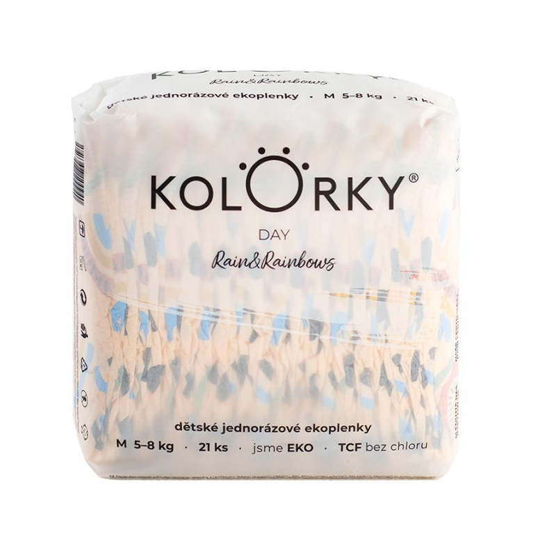 KOLORKY DAY Jednorázové EKO plenky déšť & duhy M (5-8 kg) 21 kusů