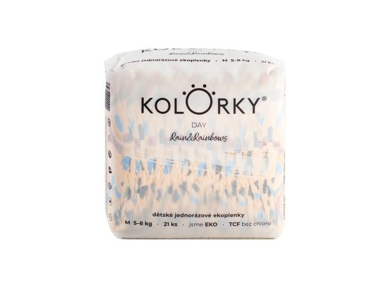 KOLORKY DAY Jednorázové EKO plenky déšť & duhy M (5-8 kg) 21 kusů