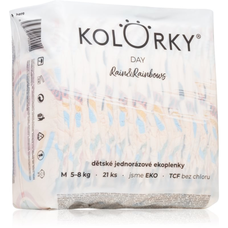 KOLORKY DAY Jednorázové EKO plenky déšť & duhy M (5-8 kg) 21 kusů