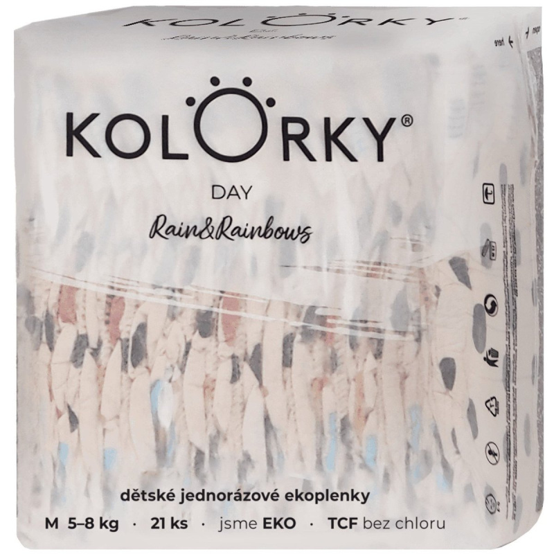 Kolorky EKO Jednorázové plenky day M déšť a duhy (5–8 kg) 21 ks