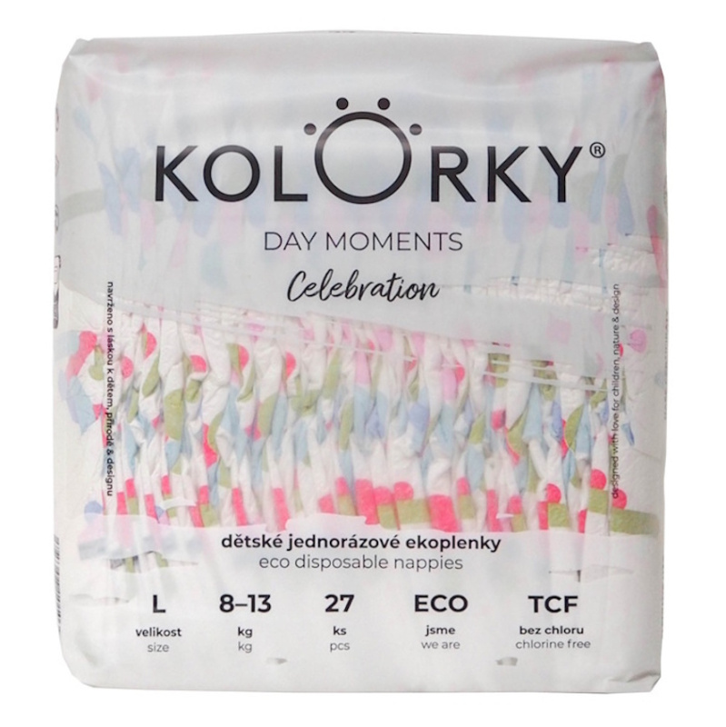 Kolorky DAY Moments Celebration jednorázové EKO pleny Size L 8-13 kg 27 ks