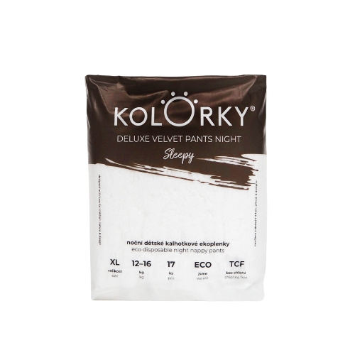Kolorky Deluxe Velvet Pants Night Sleepy jednorázové plenkové kalhotky na noc XL 12-16 kg 17 ks