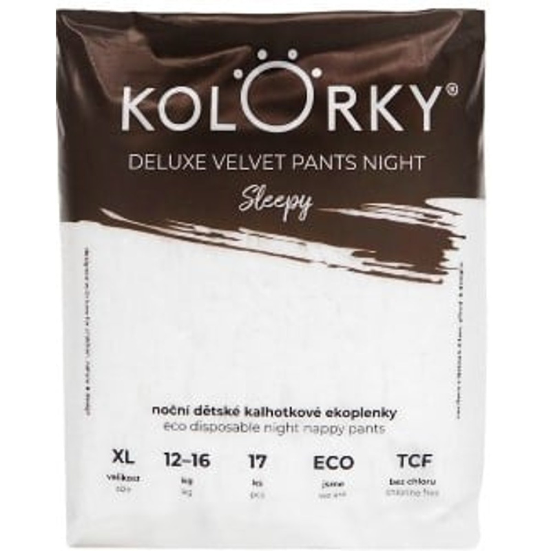 Kolorky EKO Noční jednorázové plenkové kalhotky deluxe velvet XL Sleepy (12–16 kg)