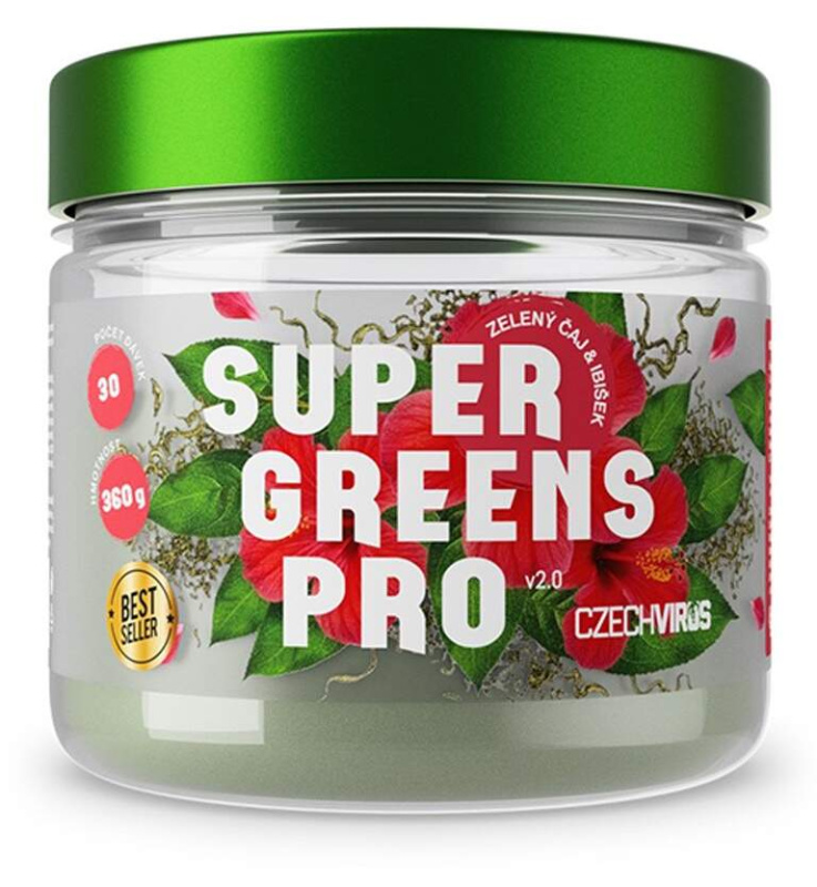 Czech Virus Super Greens PRO V2.0 360 g - zelený čaj a ibišek