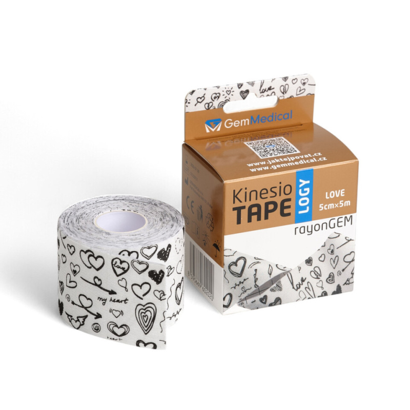 GM rayon kinesiology tape hedvábný 5 cm x 5 m love