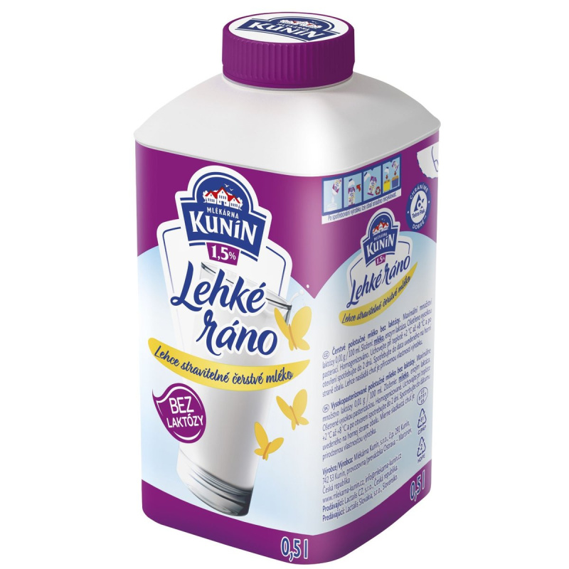 Mlékárna Kunín Lehké ráno mléko bez laktózy 1,5%