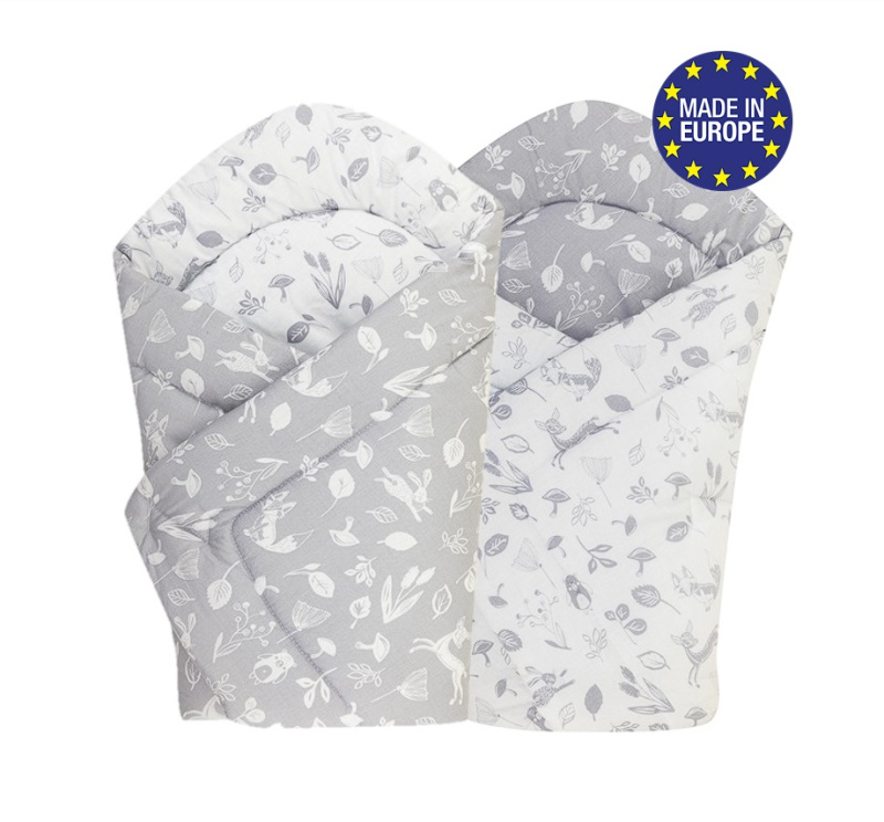 Bomimi Rychlozavinovačka soft oboustranná Lesní zvířátka, šedá