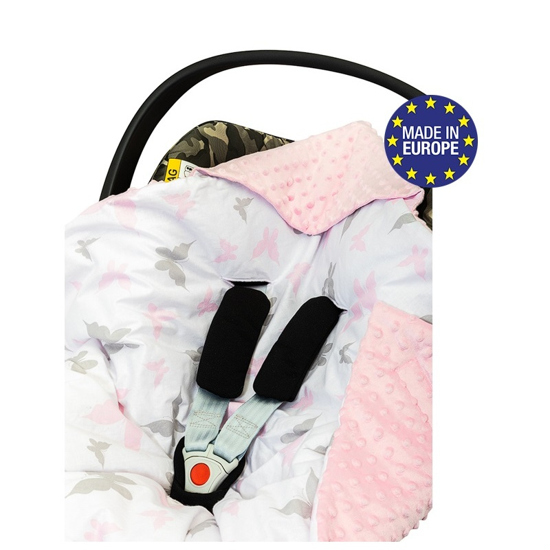 Bomimi Zavinovací deka do autosedačky minky motýlci, růžová