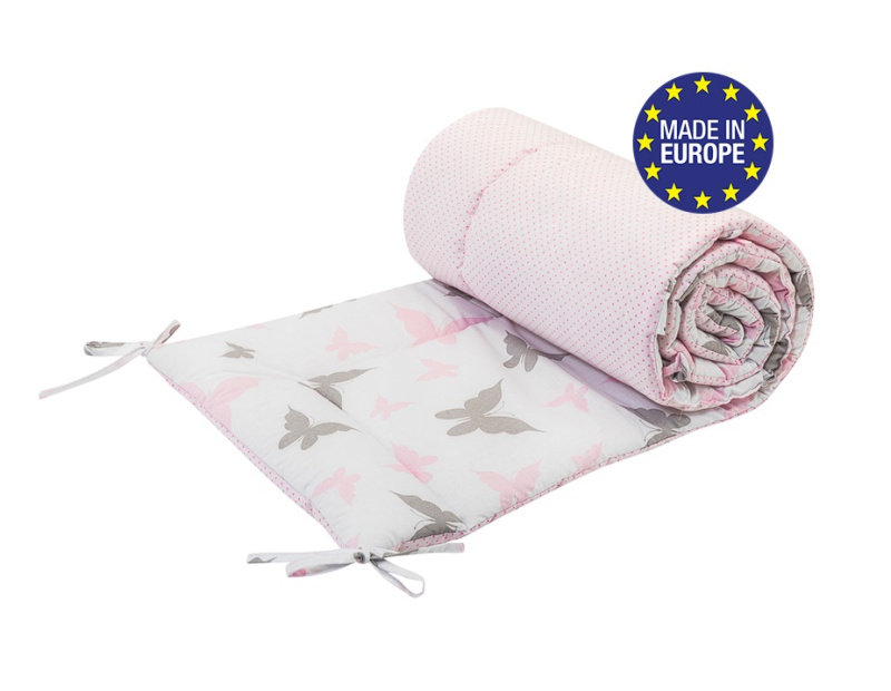 Bomimi Mantinel do postýlky 180 cm - Motýlci - Růžová