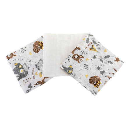 Pleny bavlna Premium 140 g/m2 potisk,80x70 cm, (3ks), LESNÍ ZVÍŘÁTKA