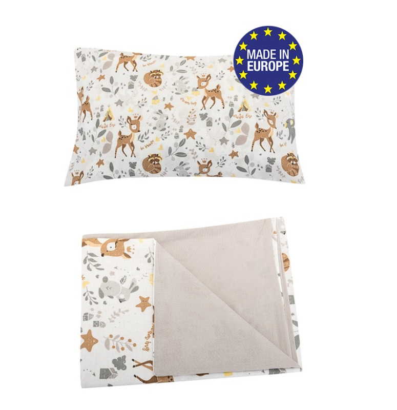 Bomimi Povlečení 120x90 (peřinka + polštářek) Lesní zvířátka - Béžová