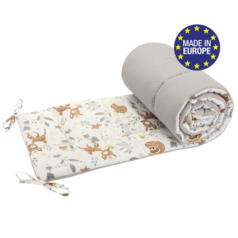 Bomimi mantinel do postýlky 180 cm, lesní zvířátka, béžová