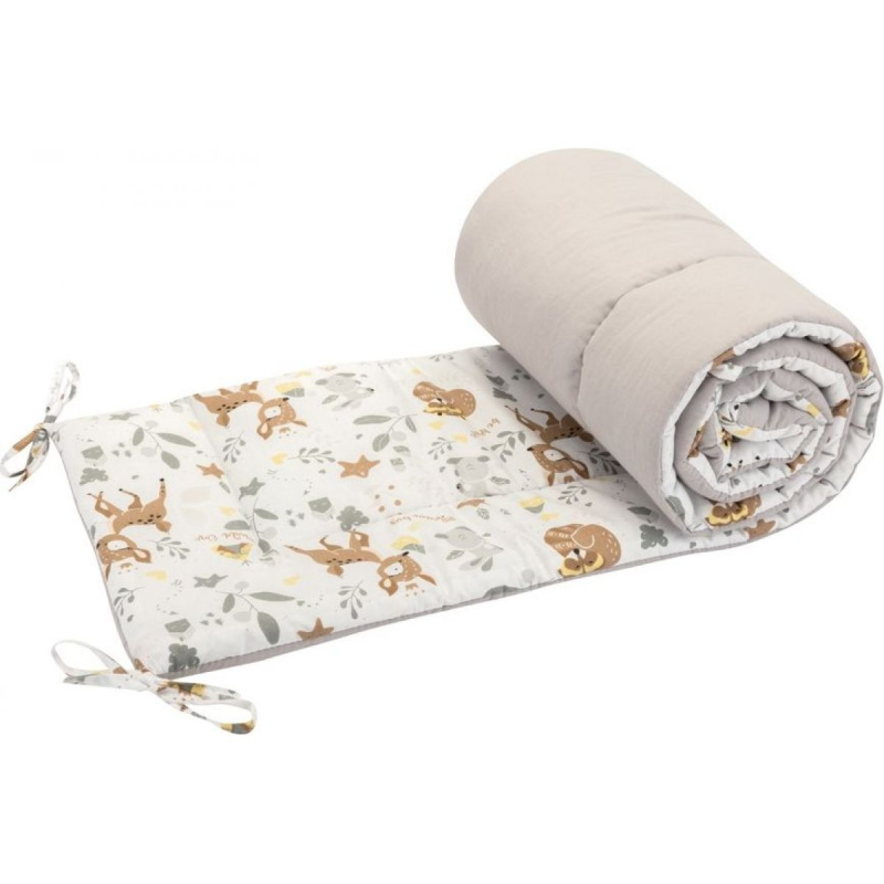 Bomimi mantinel do postýlky 180 cm, lesní zvířátka, béžová