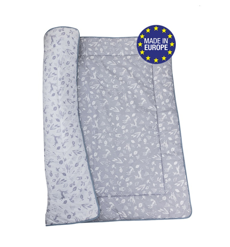 Bomimi HRACÍ deka 120x120, bavlna, oboustranná - lesní zvířátka, šedá